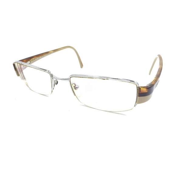 Prada VPR 74H 78S-1O1 Silver Brown Half Rim Eyeglasses Frames 51-18 135 Italy - Picture 8 of 12